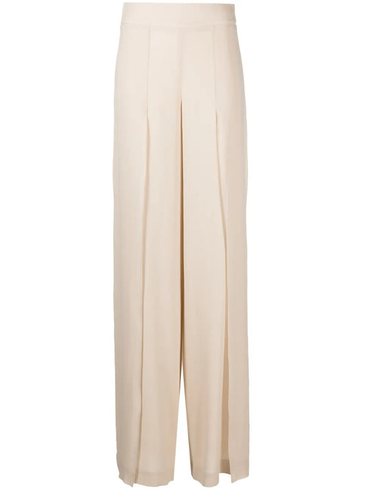 Side-Slit Layered Silk Trousers