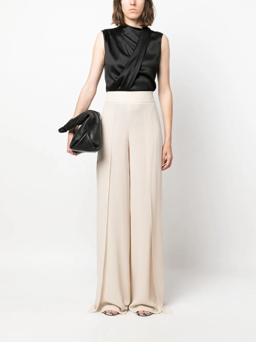 Side-Slit Layered Silk Trousers