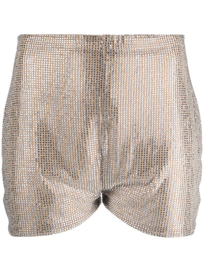 Rhinestone-Embellished High-Waist Shorts