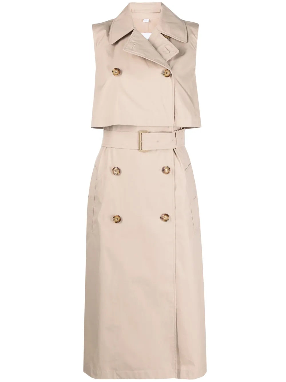 Layered Sleeveless Trench Coat Dress