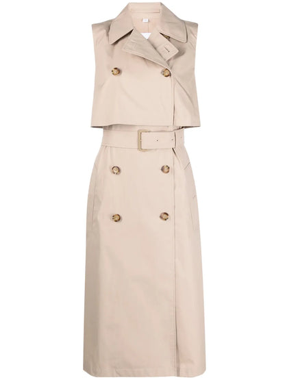 Layered Sleeveless Trench Coat Dress