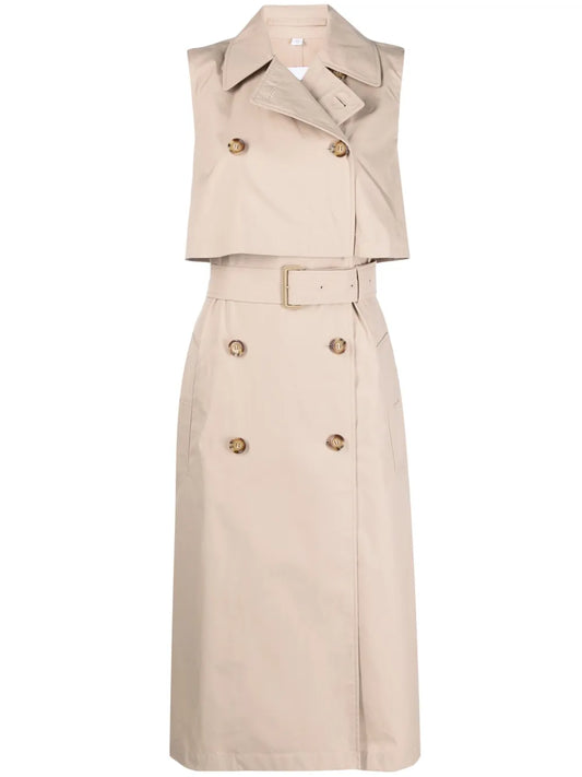 Layered Sleeveless Trench Coat Dress