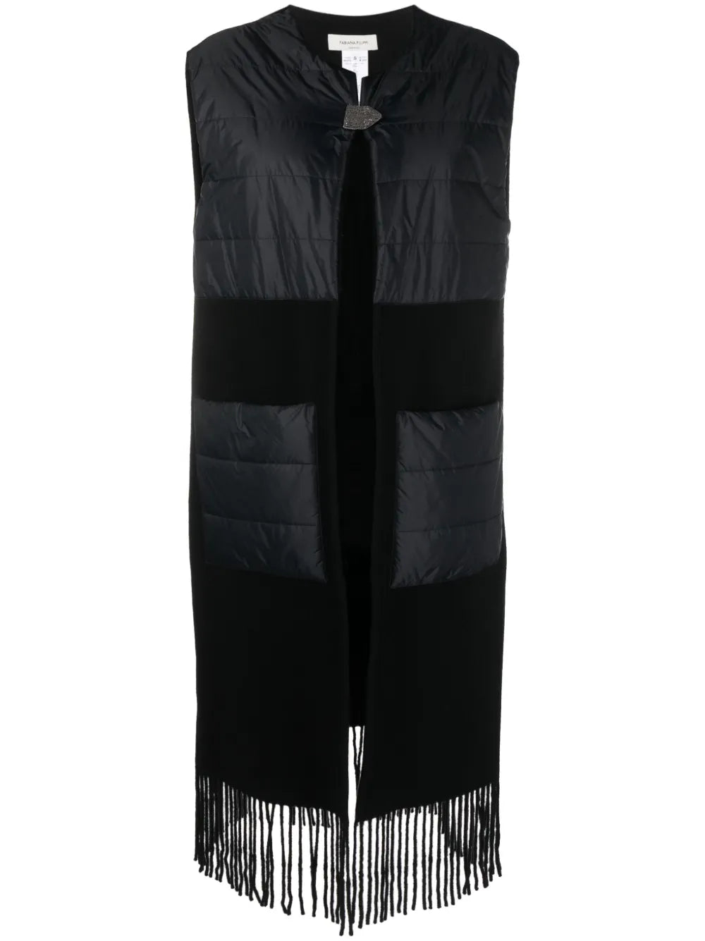 Fringed Wool Blend Padded Gilet