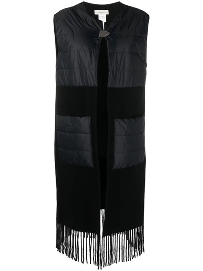 Fringed Wool Blend Padded Gilet