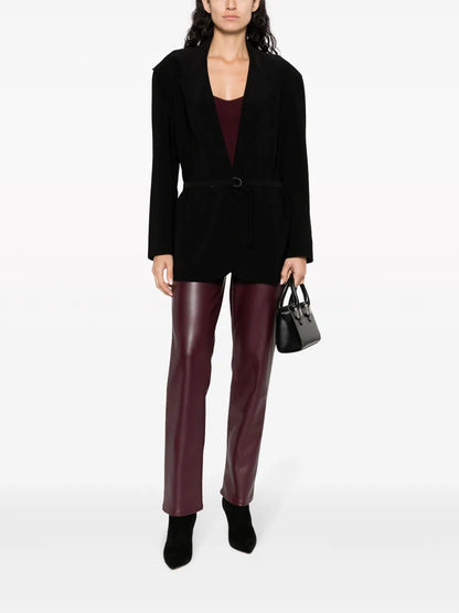 Notched-Lapel Belted Blazer