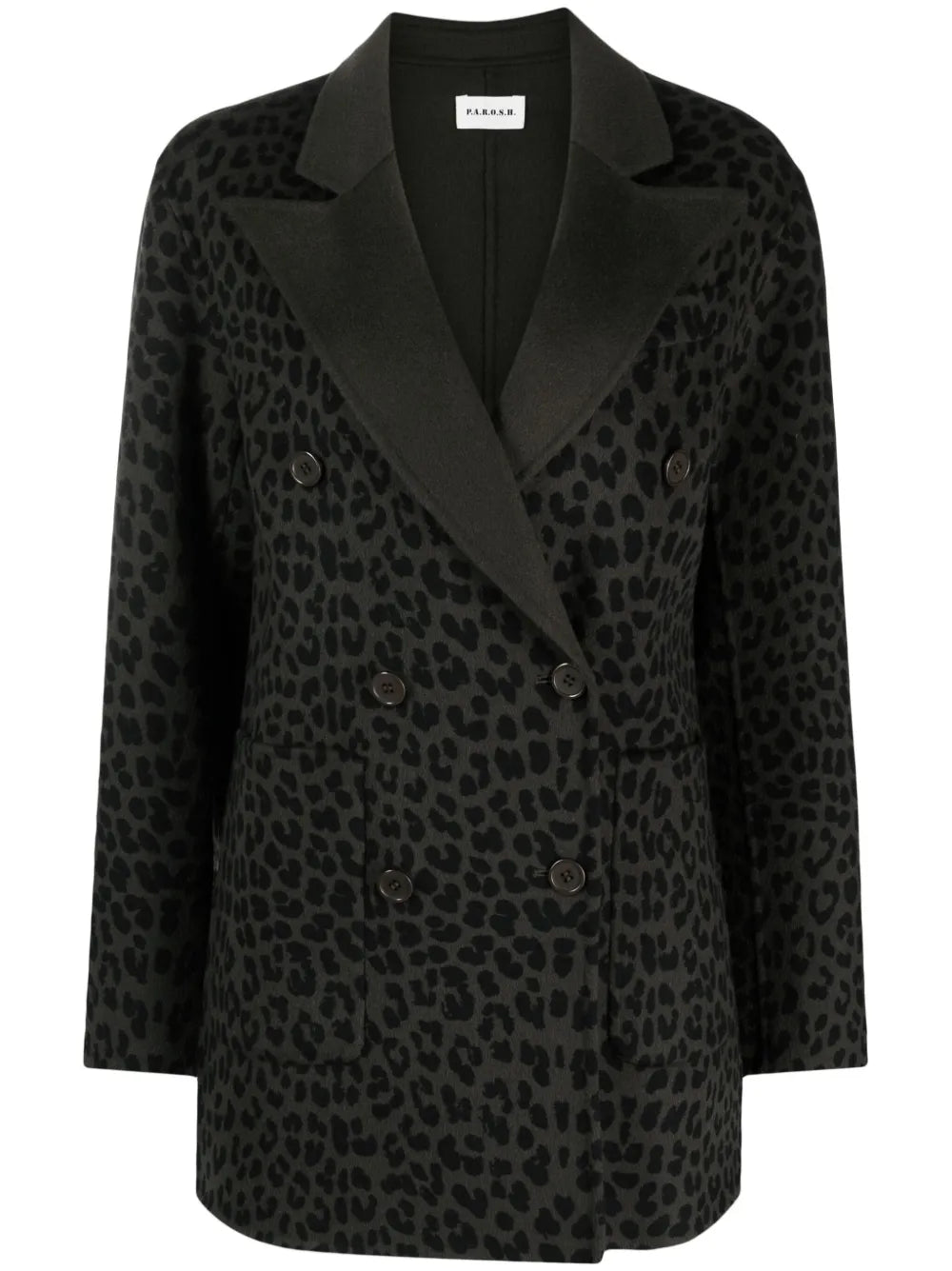 Cheetah-Print Double-Breasted Blazer