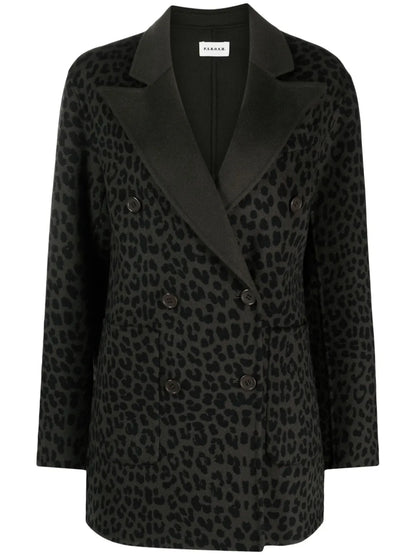 Cheetah-Print Double-Breasted Blazer
