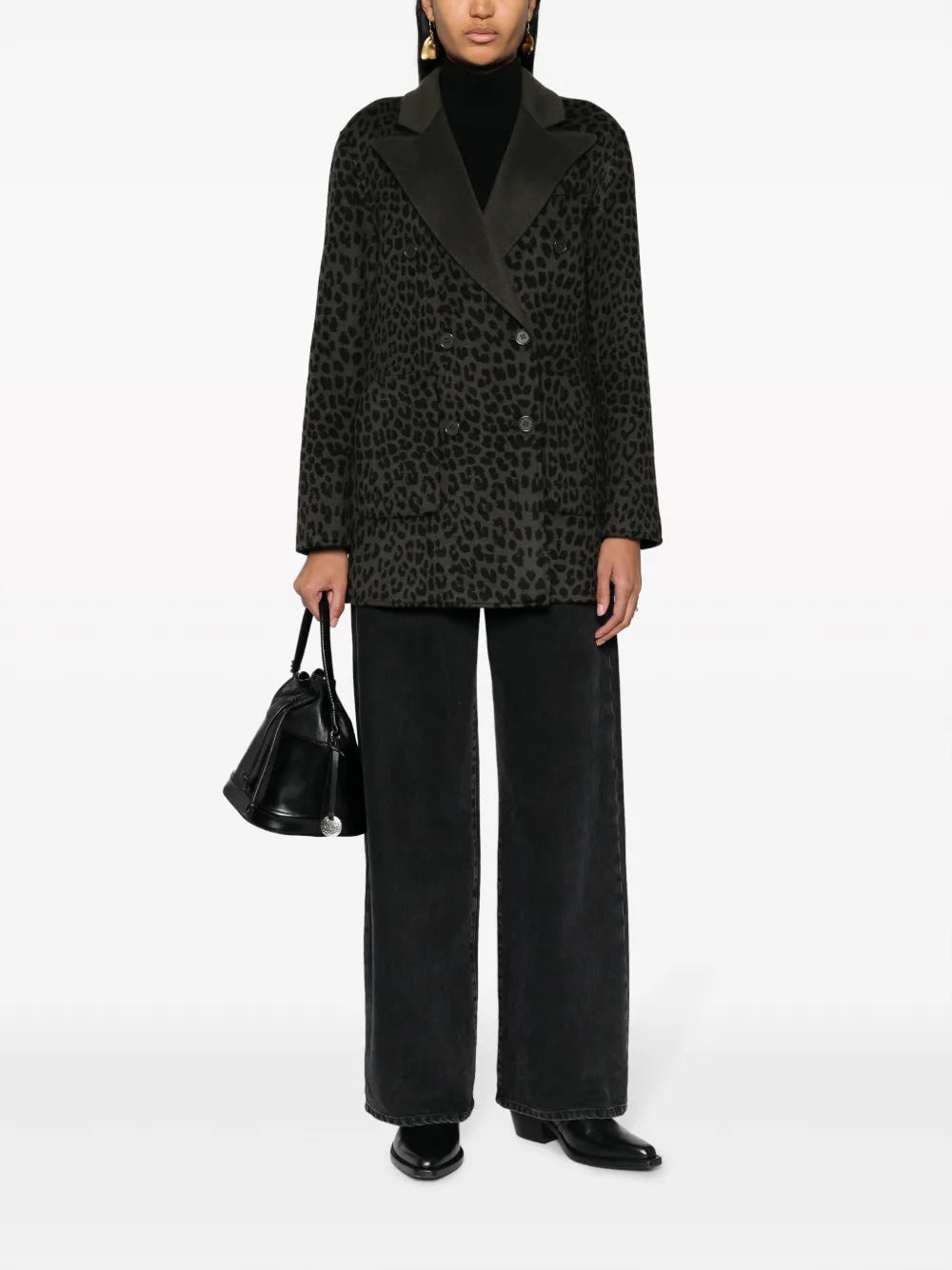Cheetah-Print Double-Breasted Blazer