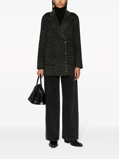 Cheetah-Print Double-Breasted Blazer