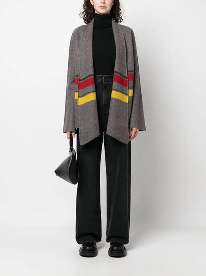 Stripe-Print Cashmere Cardigan