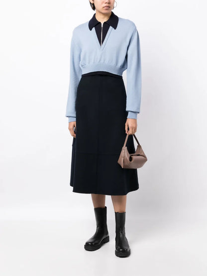 High-Waisted Knitted Midi Skirt