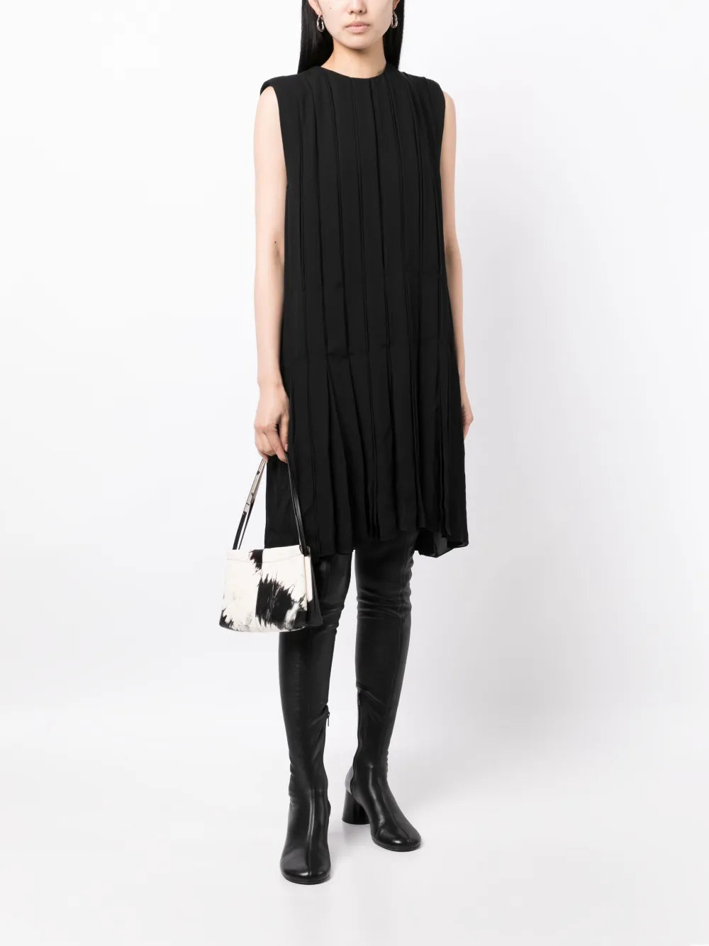 The Blaz Pleated Silk Mini Dress