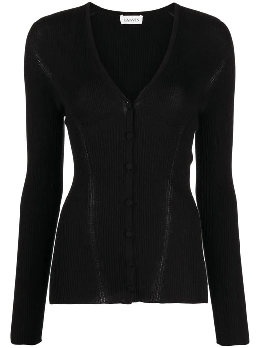Ribbed V-Neck Cardigan