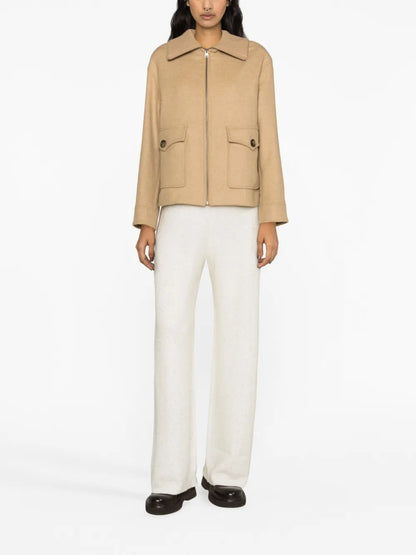 Zip-Up Ribbed-Collar Jacket