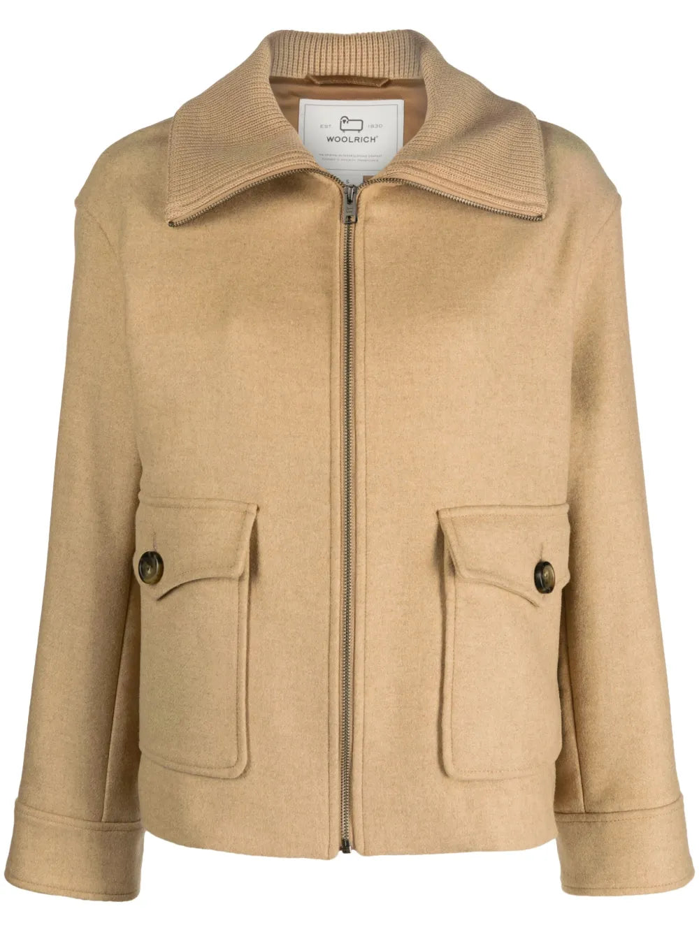 Zip-Up Ribbed-Collar Jacket