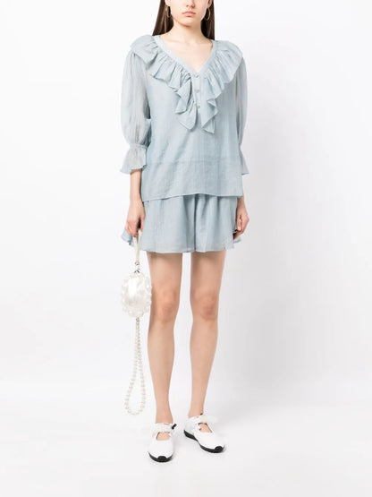 Ruffled V-Neck Set
