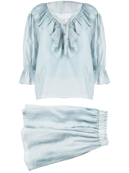 Ruffled V-Neck Set