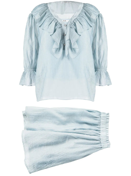 Ruffled V-Neck Set