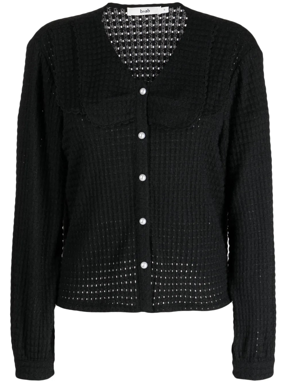 Open-Knit Button-Down Cardigan