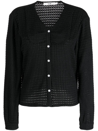 Open-Knit Button-Down Cardigan