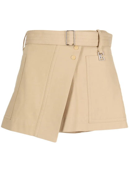 Asymmetric Belted Mini Skirt