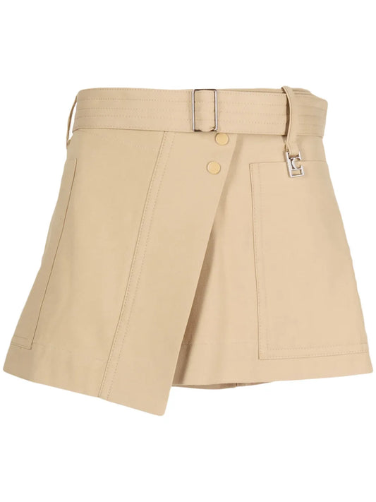 Asymmetric Belted Mini Skirt