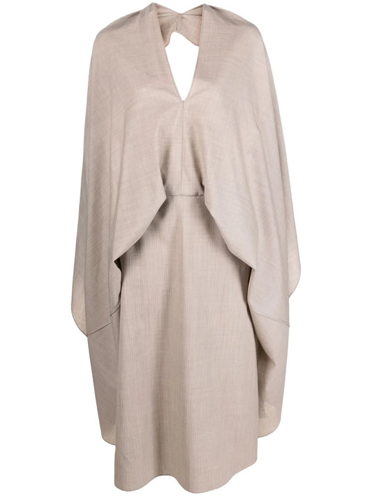 Cut-Out Draped Wool Dress