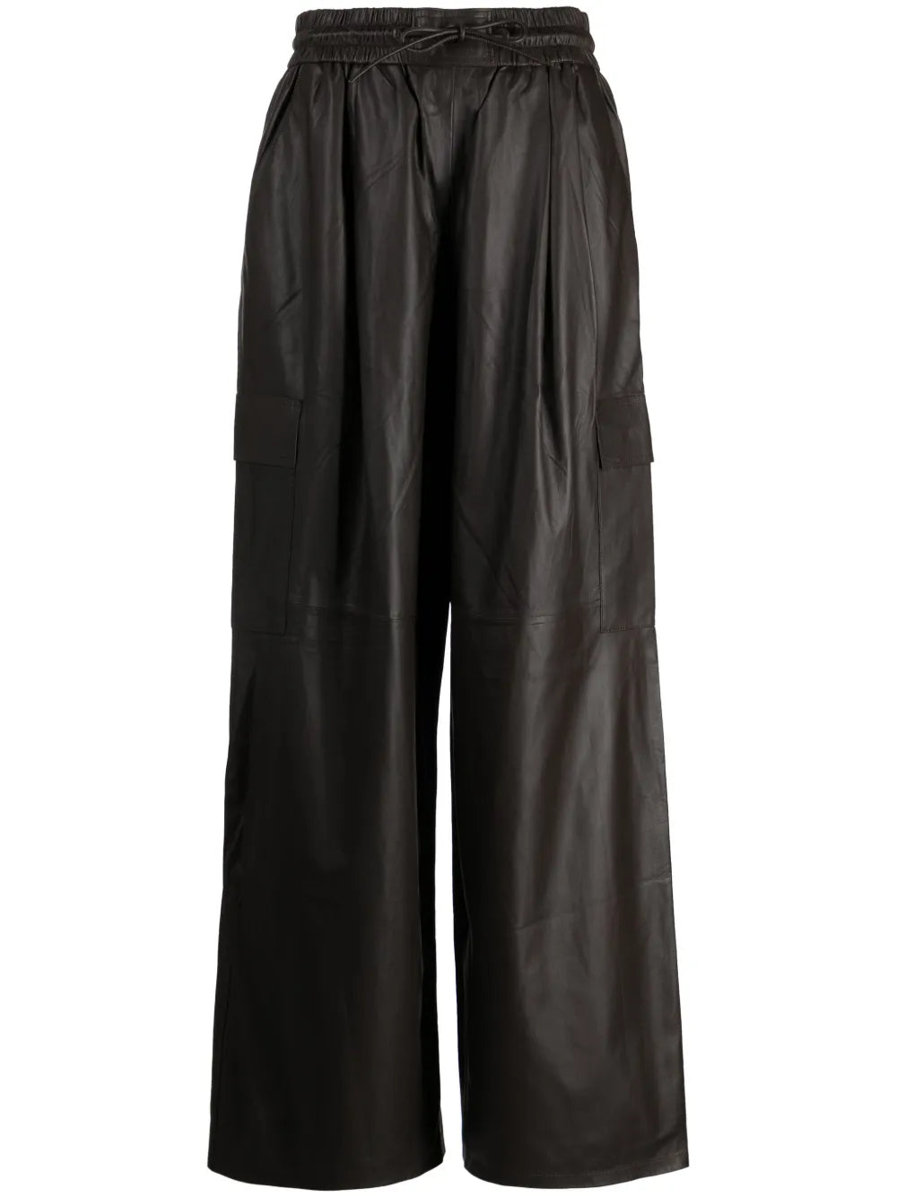 Drawstring Leather Cargo Trousers