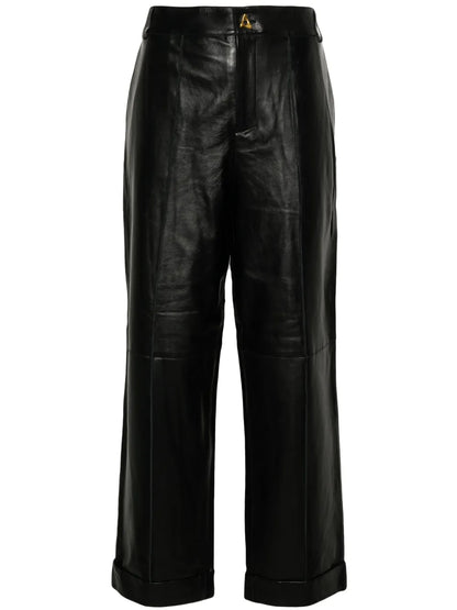 Zima Leather Straight-Leg Trousers