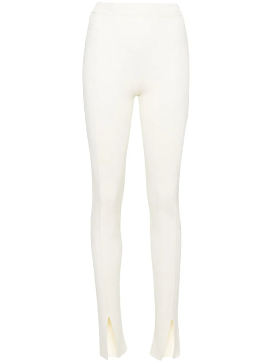 Leo Slit Ribbed-Knit Leggings