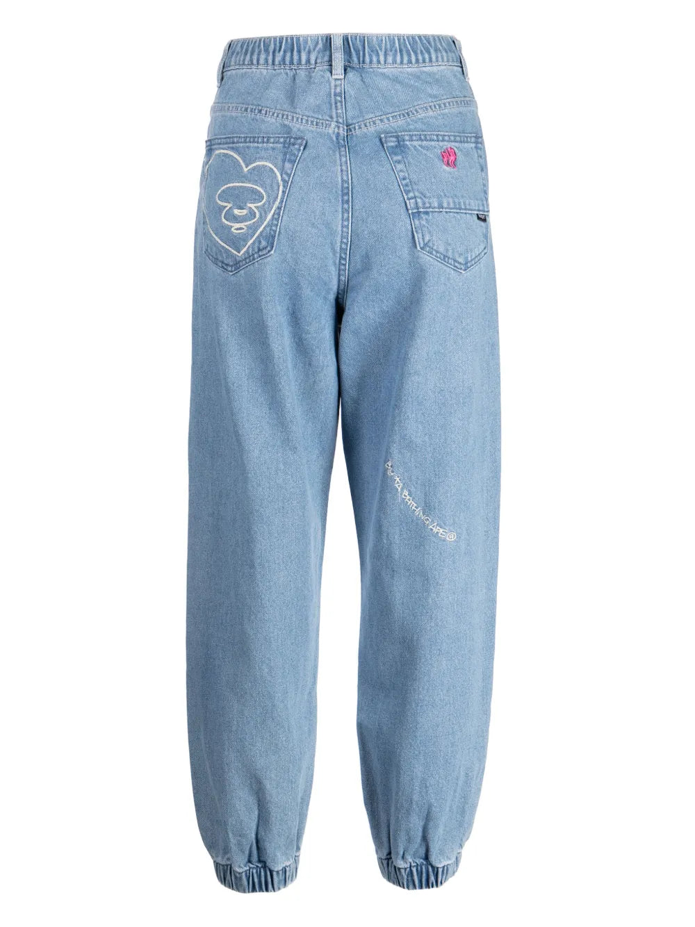 Logo-Embroidered High-Rise Tapered Jeans