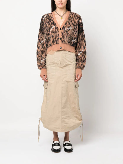 Leopard-Print Cropped Cardigan