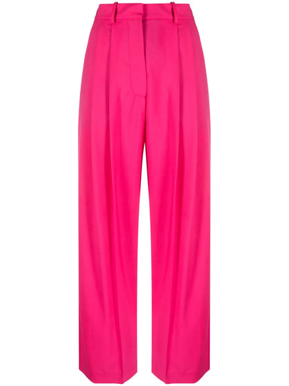 Pleat-Detail Straight-Leg Trousers