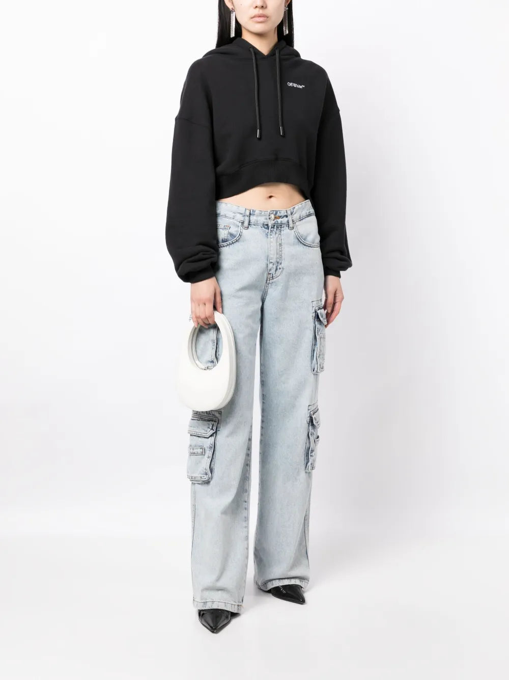 Logo-Print Cropped Hoodie