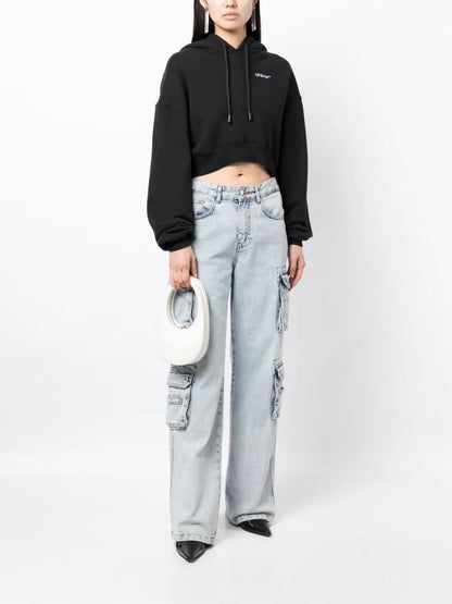 Logo-Print Cropped Hoodie