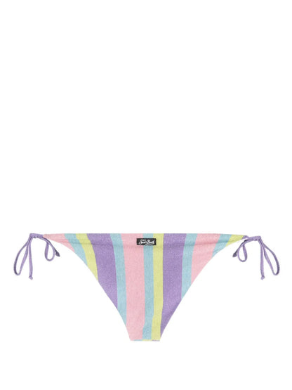 Stripe-Print Tied Bikini Briefs