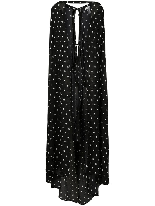 Polka-Dot Print Silk Cape