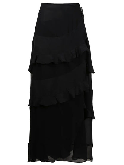 Ruffled-Trim Maxi Skirt