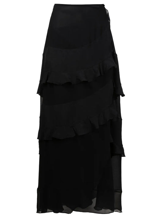 Ruffled-Trim Maxi Skirt