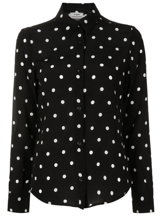 Polka-Dot Pattern Silk Shirt