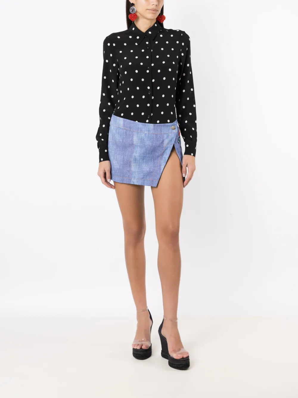 Polka-Dot Pattern Silk Shirt