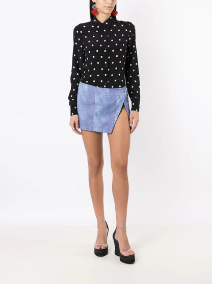 Polka-Dot Pattern Silk Shirt