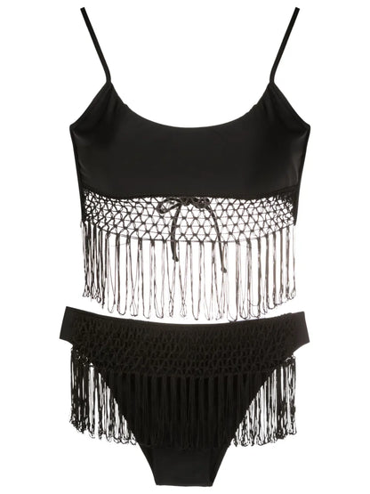 Macramé Fringe-Trim Bikini Set