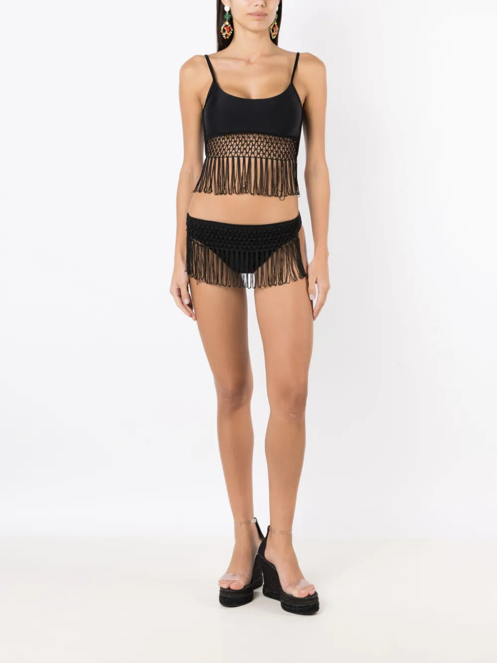 Macramé Fringe-Trim Bikini Set