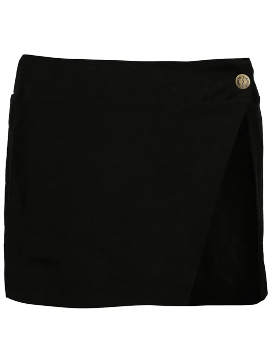 Logo-Engraved Button Miniskirt