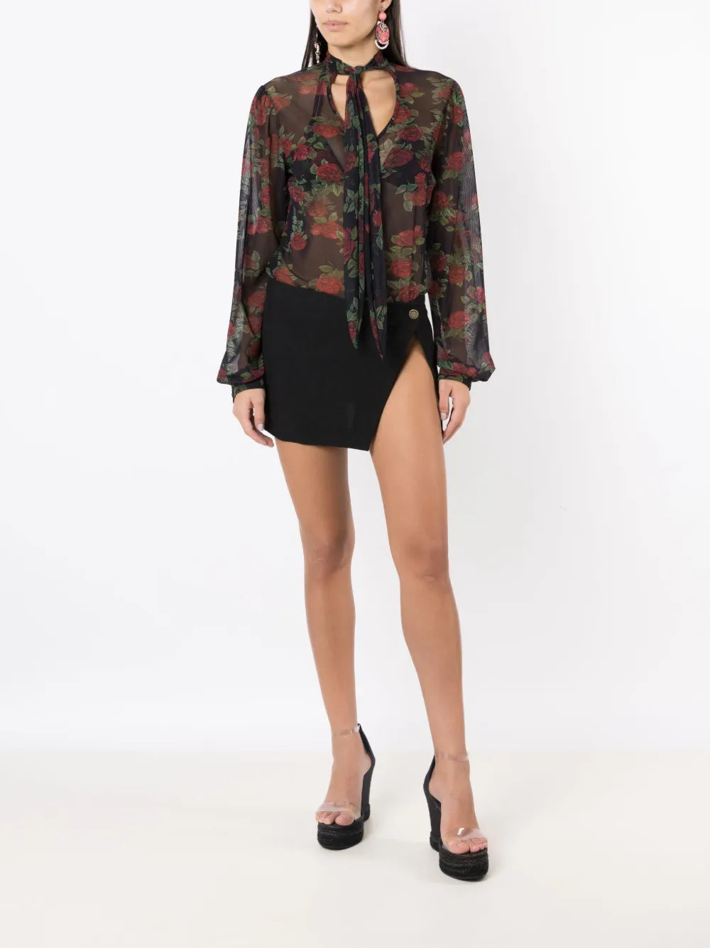 Logo-Engraved Button Miniskirt