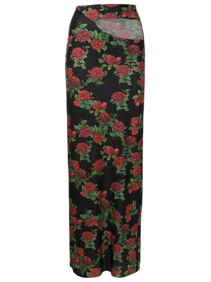 Cut-Out Floral-Pattern Maxi Skirt