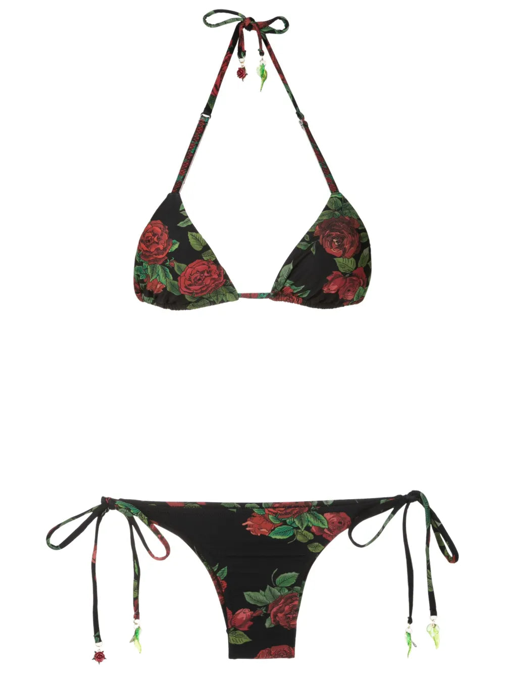 Rose-Print Triangle Bikini