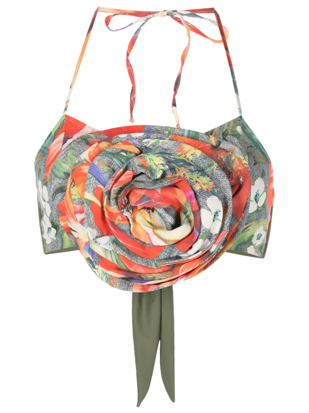 Floral-Appliqué Crop Top