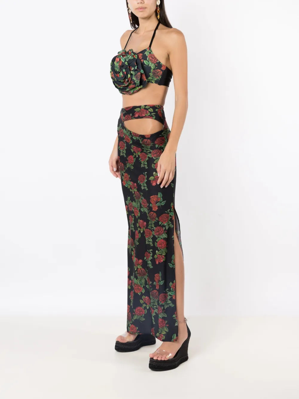 Floral-Appliqué Crop Top